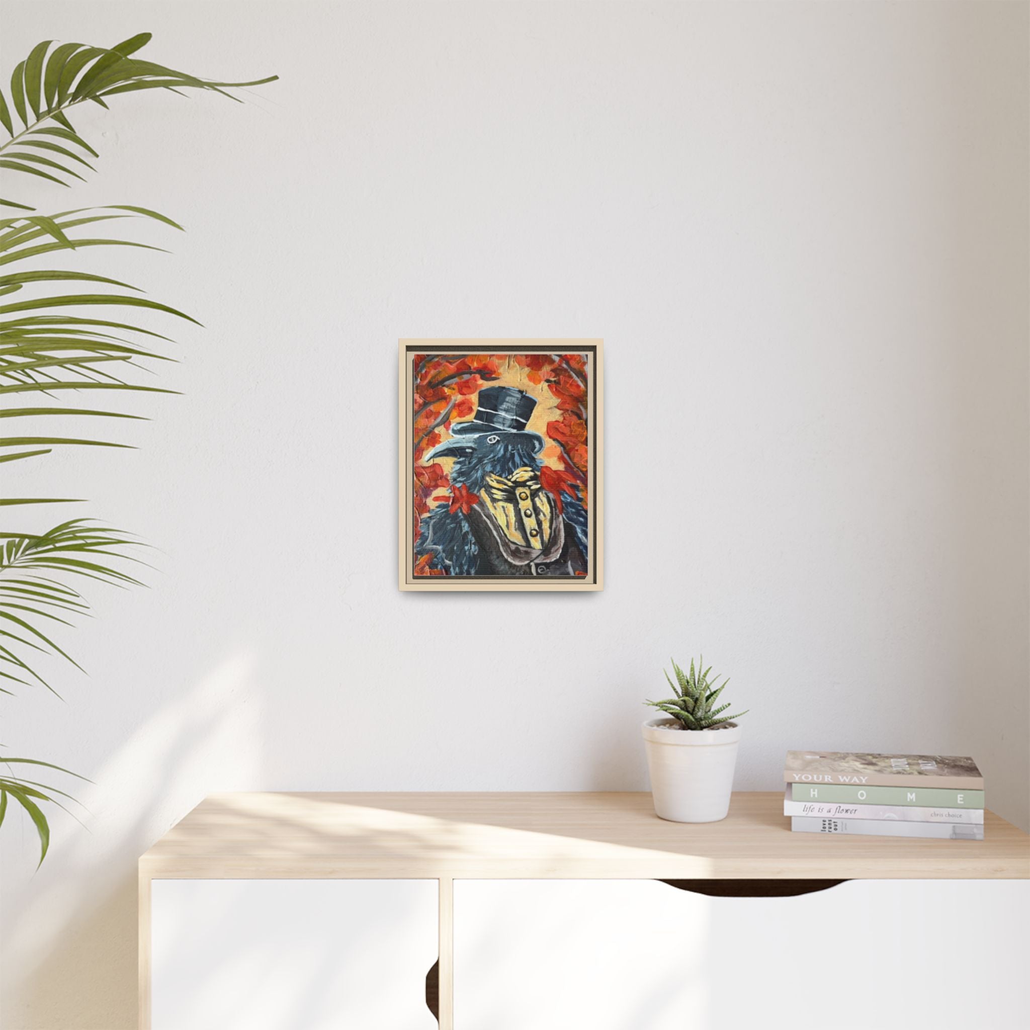 Plague Doctor Raven Framed Canvas Art – Gothic Autumn Wall Decor