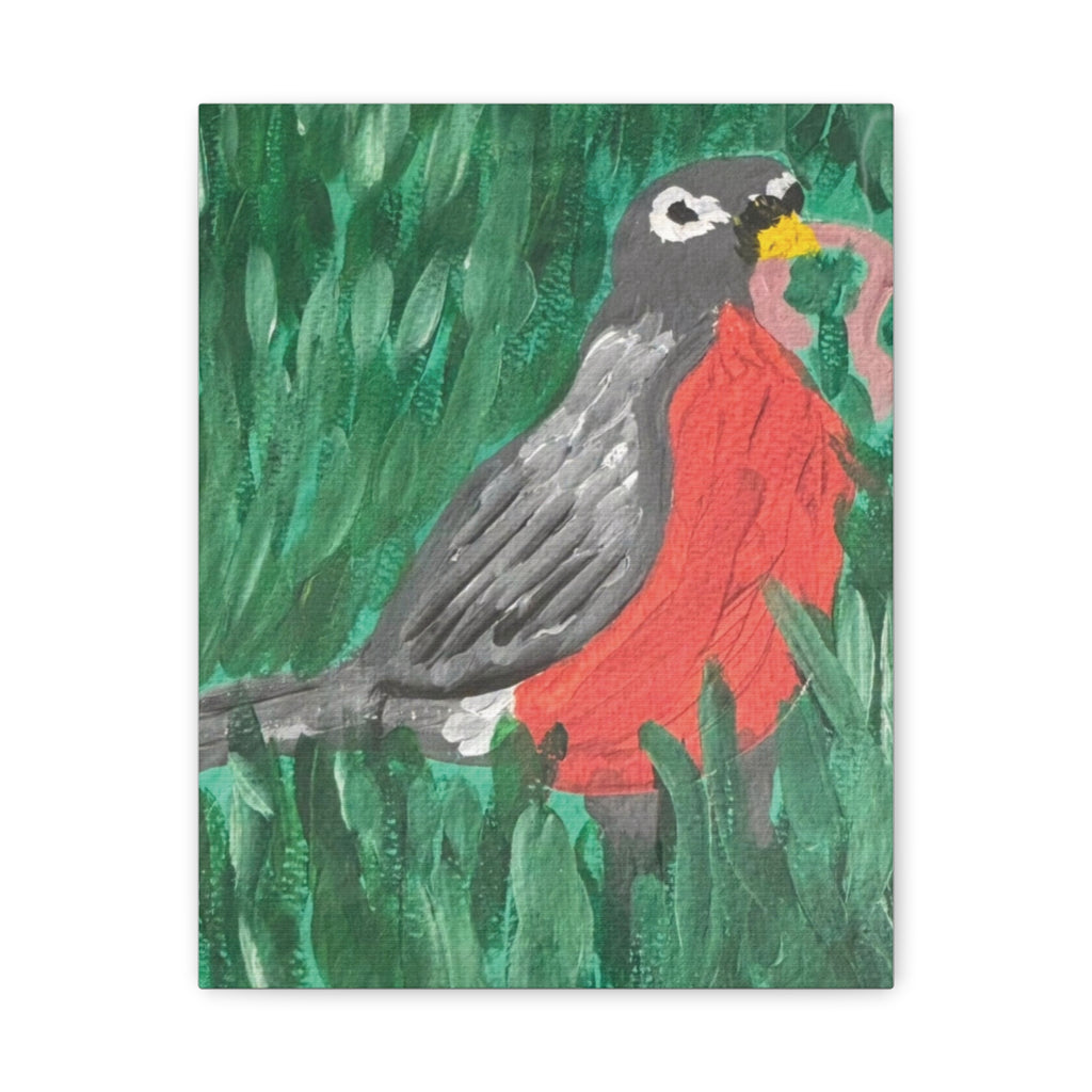 Robin Bird Canvas Art — Stretched Matte Wall Decor (1.25")