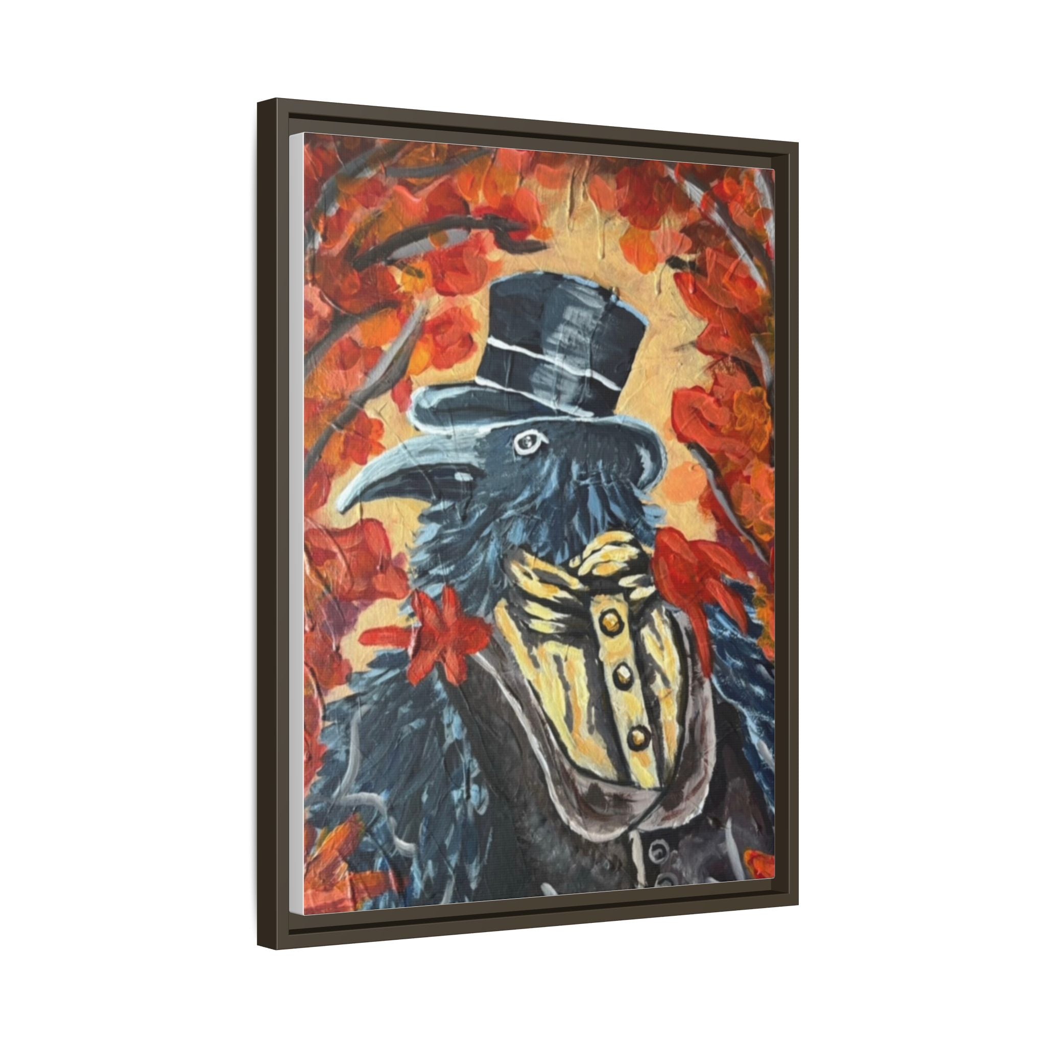 Plague Doctor Raven Framed Canvas Art – Gothic Autumn Wall Decor
