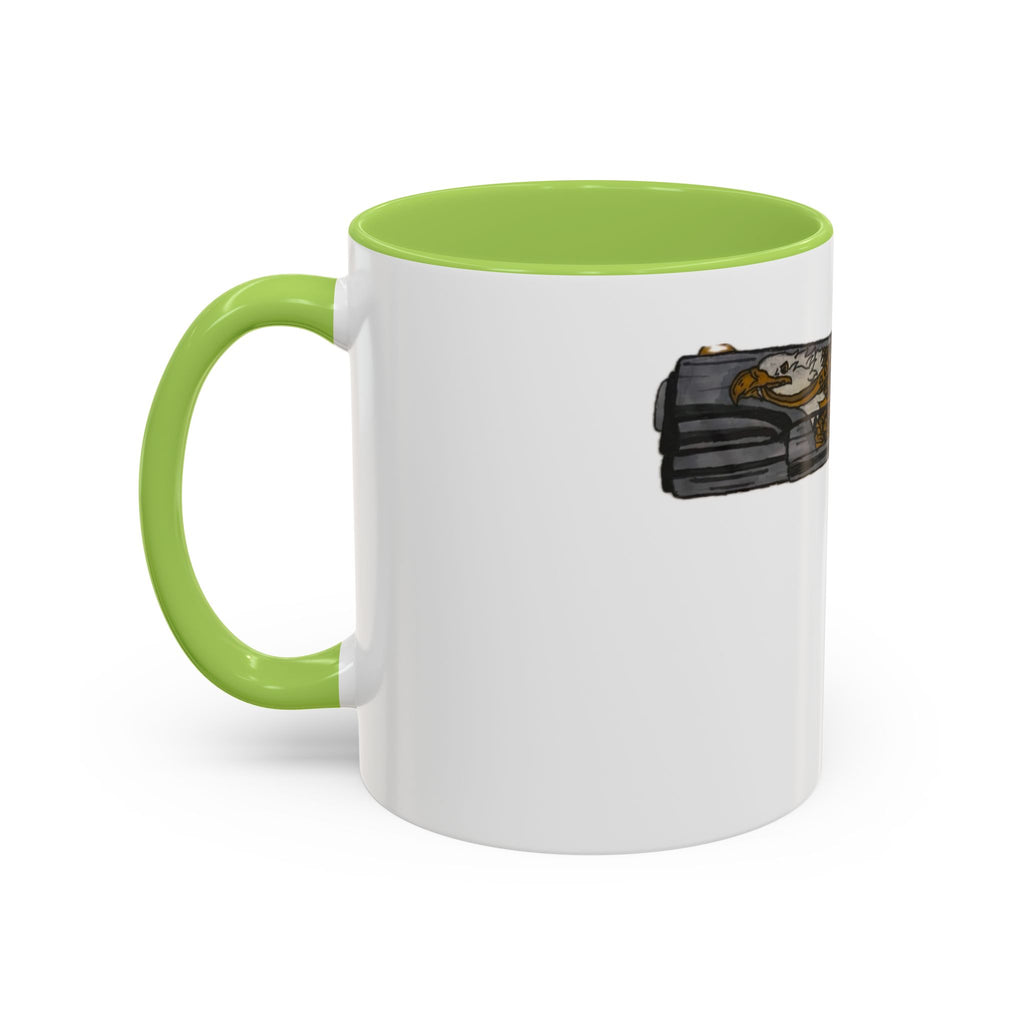 Gold Ornate Pistol Accent Coffee Mug — Decorative Handgun Design (11/15 oz)