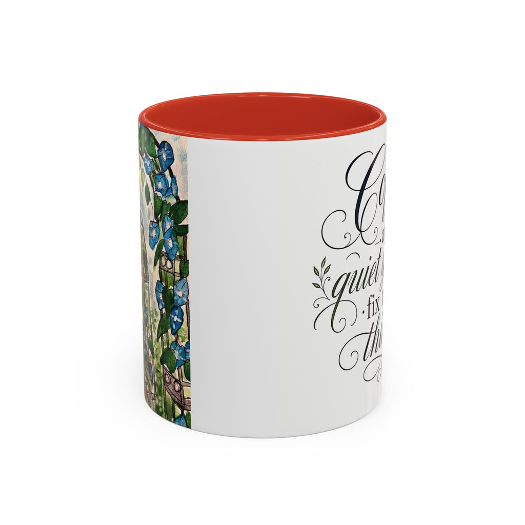 Coffee Mug - "Coffee and Quiet Gardens Fix Most Things" Floral Accent